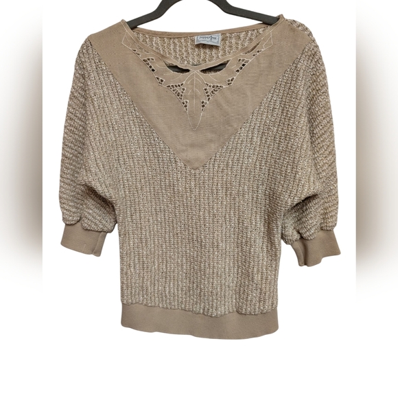 unbranded Sweaters - Pepper Tree Knit Top Cutout Detail Dolman Sleeve Blouse Neutral Size M